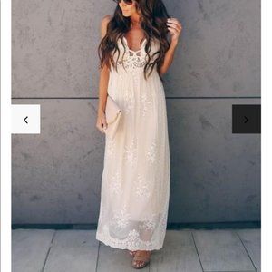 NWT Exclusively yours lace mixed fabric maxi dress